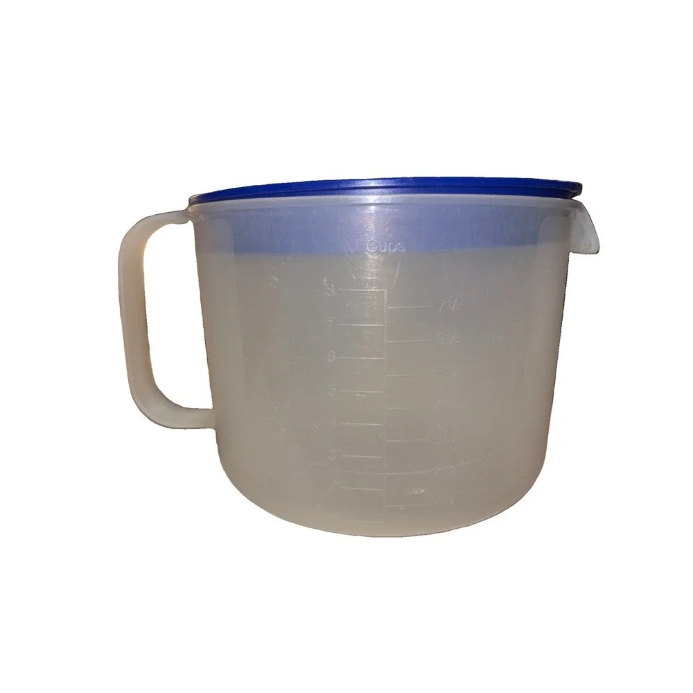 Vtg Tupperware Mix-N-Store Measuring Pitcher 8 Cup 2L Blue 1629E 2-Piece Lid USA